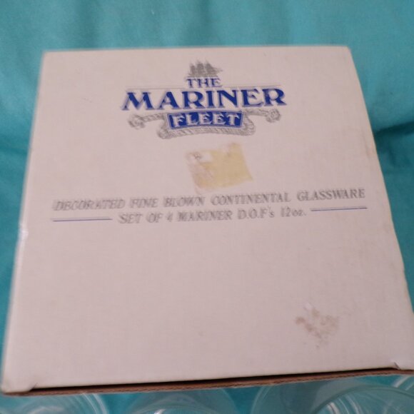 Mariner Fleet Etched Sailing Ship Old Fashioned Glass Tumblers Set of 4 - Picture 6 of 6